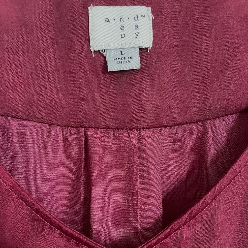 Burgundy/Maroon Button Front Silky Tank Top with Tie Front Detail - Picture 3 of 4